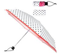 Kate Spade New York Mini Umbrella, Compact Umbrella with Storage Sleeve, Small Umbrella for Backpack or Car, Cabana Dot