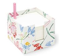 kate spade new york Note Cube with 400 Blank Sheets and Black Ink Pen, Cute Paper Holder for Desk (Joyful Garden)