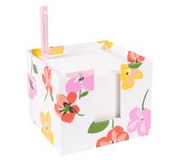 kate spade new york Note Cube with 400 Blank Sheets and Black Ink Pen, Cute Paper Holder for Desk, Spring Pansies