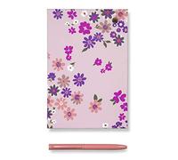 Kate Spade New York Purple/Blush Floral Small Loose Note Holder with Black Ink Pen, Pacific Petals