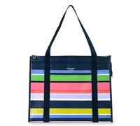 kate spade new york Reusable Shopping Bag, Insulated Grocery Tote with Shoulder Straps, Large Collapsible Tote Cooler, Sunny Day Stripe, Sunny Day Stripe, L