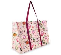 kate spade new york Reusable Shopping Bag, Oversized Grocery Tote with Shoulder Straps, Large Collapsible Tote (Festive Party)