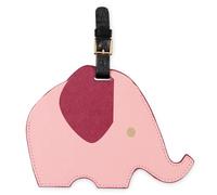 kate spade new york Round Red Vegan Leather Luggage Tag for Women, Durable Suitcase ID Tag (Elephant)