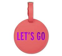 Kate Spade New York Round Vegan Leather Luggage Tag for Women, Durable Suitcase ID Tag (Let's Go)