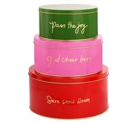 Kate Spade New York Save Some Room Colorblock Cookie Tin Set, 3 Piece Nesting Tins, Small, Medium & Large Metal Cookie Tins, Christmas Cookie Containers, Ideal for Gift Giving and Storage