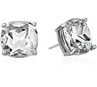 Kate Spade New York small square studs, Clear/Silver