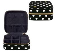 Kate Spade New York Small Travel Jewelry Case, Black Dotted Jewelry Box to Organize Rings, Necklaces, Earrings, Polka Dot