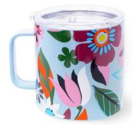 kate spade new york Stainless Steel Insulated Mug with Handle and Lid, 16 Ounce Double Wall Tumbler, Reusable Coffee Travel Mug for Hot and Cold Drinks (Safari Floral)