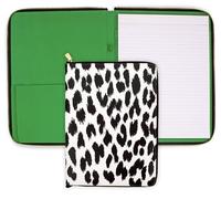 Kate Spade New York Vegan Leather Padfolio, Zipper Portfolio with 8.5" x 11" Writing Pad, Document Organizer for Business, Modern Leopard