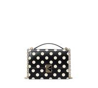 kate spade new york Women's Deco Leather Flap Chain Crossbody Shoulder Bag, Black Polka Dot, One Size