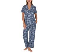 Kate Spade New York Women's KS new york short sleeve notch crop pj set in blue spot in Mid Navy | Size: Small kate spade new york Mid Navy S