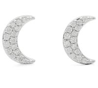 kate spade new york You're A Gem Pave Moon Studs, Clear/Silver Moon, One Size