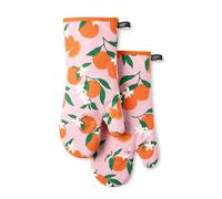 Kate Spade New YorkSqueeze The Day Oven Mitt 2-Pack Set, Heat Resistant, 100% Cotton, Orange/Pink, 7"x13"
