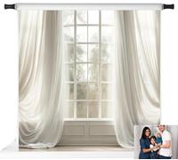 Kate Spring Photography Backdrops White Curtains Windows Room Backdrop, 10x10ft