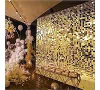 Kate Square Light Gold Sequin Wall Panels Shimmer Wall Birthday Party Backdrop Decorations (Pack of 12)