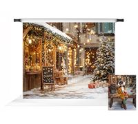Kate Street Christmas Shop Photography Backdrops for Mini Session Snow Hot Cocoa Backgrounds Christmas Winter Professional Photo Backdrops for Family Holiday Party, 10x8ft
