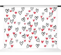 Kate Valentine Backdrops Heart Photo Backdrop Romantic Red and Pattern Background for Valentine Photography Studio Props, 10x8ft