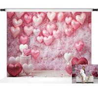Kate Valentine's Day Backdrops Heart Balloons Photo Backdrop Pink Love Valentines Celebration Background for Romantic Photography Studio Props, 7x5ft