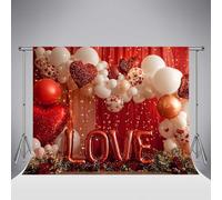 Kate Valentine's Day Love Red Balloon Photography Backdrop 8x8ft/2.5x2.5m LOVE Letter Balloons Background for Wedding Anniversary Birthday Proposal Photo Studio Photography Props