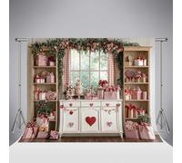 Kate Valentine's Day Photo Background 6.5x6.5ft/2x2m Love Cupboard Curtain Backdrop for Photography Microfiber Brown Floor Backdrop for Photo Studio Supplies Photography Props