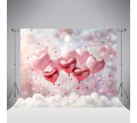 Kate Valentine's Day Photography Backdrop 10x6.5ft/3x2m Pink Red Balloon Love Heart Clouds Background Baby Shower Kids Birthday Party Supplies Decoration Photo Booth Prop