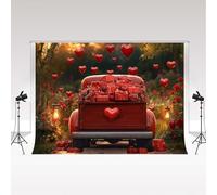 Kate Valentine's Day Photography Backdrop 3x3m/10x10ft Red Truck Hearts Balloons Roses Gift Girl Birthday Party Decoration Banner Family Portrait Photo Background