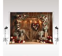Kate Valentine's Day Photography Backdrop 3x3m/10x10ft Roses Flowers Arch Rustic Wooden Door Girl Birthday Party Decoration Banner Family Portrait Photo Background