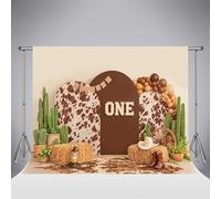 Kate Western Cowboy Birthday Photography Backdrop 6.5x6.5ft/2x2m Cow Print Cactus Themed Background for Wild West Baby Party Rodeo Cake Smash Photoshoot Decor