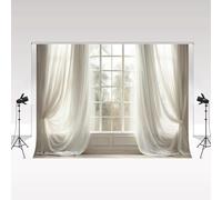 Kate White Curtains Photography Backdrop 3x3m/10x10ft Spring Indoor Windowsill Photocall Props Kids Family Portrait Photoshoot Background