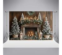 Kate Winter Christmas Photography Backdrop for Kids 6.5x6.5ft/2x2m Retro Wood Background Xmas Wreath Tree Family Party Decor Banner Photo Studio Props