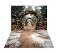 Kate Winter Glitter Christmas Arch Photography Backdrop Room Set Outdoor Forest Snow Road Xmas Decoration Snow Scene Background Photo Studio(7ftx5ft&7ftx5ft)