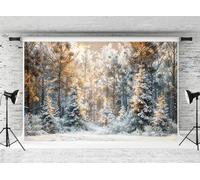 Kate Winter Photo Backdrops 10x10ft/3 * 3m Pine Forest Tree Photography Background Winter Warm Sun and Snow Photographys Backdrop for Photo Studio
