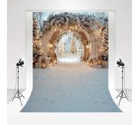 Kate Xmas Photography Backdrop 1.5x2.2m/5x7ft Christmas Snowy Archway Photo Backdrops Pine Trees Lanterns Family Portrait Decorative Background Photozone