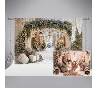 Kate Xmas Photography Backdrop 6.5x6.5ft/2x2m Garland Arch Christmas Tree Lights Outdoor Snow Scene Xmas Party Backdrops Kids Family Portrait Photo Background