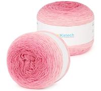 Katech 2 Gradient Yarn for Crocheting Knitting- Gradient Yarn Cake -2 x 230g/8.11oz 45% Cotton 55% Acrylic-Perfect for Scarves, Shawls and Blanket-Peach Pink