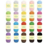 Katech 20 Mini Beginner Yarn for Crocheting of 25g/27yd, 4 Medium Worsted Yarn for Beginners with Easy-to-See Stitches, Multicolor Yarn Set for Small Projects, Starter Kit for Learning to Crochet