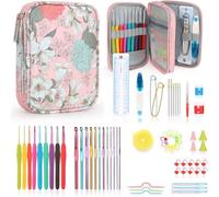 Katech Crochet Hooks Set with Case, 73-Piece Crochet Hooks Kit Ergonomic Aluminum Alloy Crochet Hook Colorful Crochet Needles for Making Socks, Gloves, Bag, Hat, Sweater
