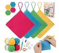 Katech Crochet Kit for Beginner Adults, Dishcloth Beginner Crochet Kit, Learn to Crochet, Soft Yarn and Crochet Hook Supplies