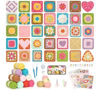 Katech Crochet Kit for Beginners-Crochet Kit for Adults Kids w/Step-by-Step Video Tutorials, Learn to Crochet 50 Pattern Granny Square Kit Crochets Starter Kits w/Upgraded Yarn-Zero Based Friendly