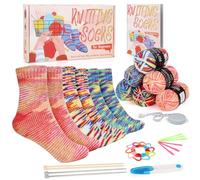 Katech Knitting Kit for Beginners Adults, 6 Pcs Socks Yarn, Knitting Needles, Step-by-Step Instruction, Non-Foldable