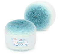 Katech Ombre Yarn for Crocheting-Large Skein of Gradient Yarn Cake-2 Pack of 190g/6.7 oz-71% Acrylic,29% Nylon- #4 Medium-Soft Knitting/Crochet Yarns for Star Blankets, Scarves, Shawls and Garments(B)