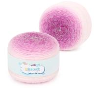 Katech Ombre Yarn for Crocheting-Large Skein of Gradient Yarn Cake-2 Pack of 190g/6.7 oz-71% Acrylic,29% Nylon- #4 Medium-Soft Knitting/Crochet Yarns for Star Blankets, Scarves, Shawls and Garments(C)