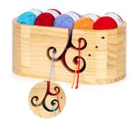 Katech Wooden Yarn Bowl for Knitting, Yarn Holder for Crocheting with 3 Holes, Extra Large Crochet Bowls Wool Storage for Knitter & Crocheter Tangle-Free Crafting, Gifts for Yarn Lovers-11" x6" x4.7"