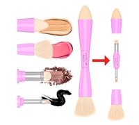 Katelia Beauty Touch Up 4-in-1 Makeup Brush Multi-Tasking, All-in-One, On-The-Go Makeup Touch ups, Innovative Portable Travel Size Dual Ended Makeup Set