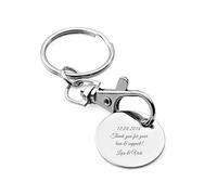 KateMelon 50 Pack Personalized Round Shaped Trolley Keyring & Keychain Gifts, Promotional Giveaways Key Chains, Silver, S