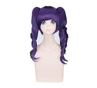 Katenkyoukotsu 40cm Long Cosplay Wig With Bangs Synthetic Fake Hair Purple Wavy Anime Costume Party Gift With Ponytails