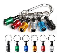 Katerk 6pcs 1/4 Inch Hex Shank Aluminum Alloy Screwdriver Bit Holder, Lightweight Quick-Change Extension Bar Keychain Drill Screw Adapter (With Silver Carabiner)