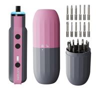Katerk Cordless Drill Screwdriver Set,1500mAh Rechargeable Electric Drill with 12 S2 Steel Bits,LED Light, Magnetic Capsule Case,Compact Power Tool for Women DIY Home, Wood & Metal Pink