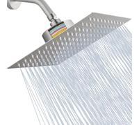 Katezon Filtered Shower Head, High Pressure Showerhead with Filter for Hard Water Remove Chlorine and Harmful Substances, 25 cm Square Rainfall Shower Head (Brushed Nickel)