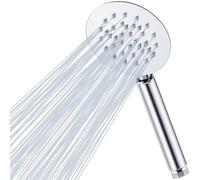 Katezon High Pressure Handheld Shower Head, Round All Metal Stainless Steel High Flow Showerhead with Hand Held, Non-Clogging Silicone Nozzle (Chrome Finish)